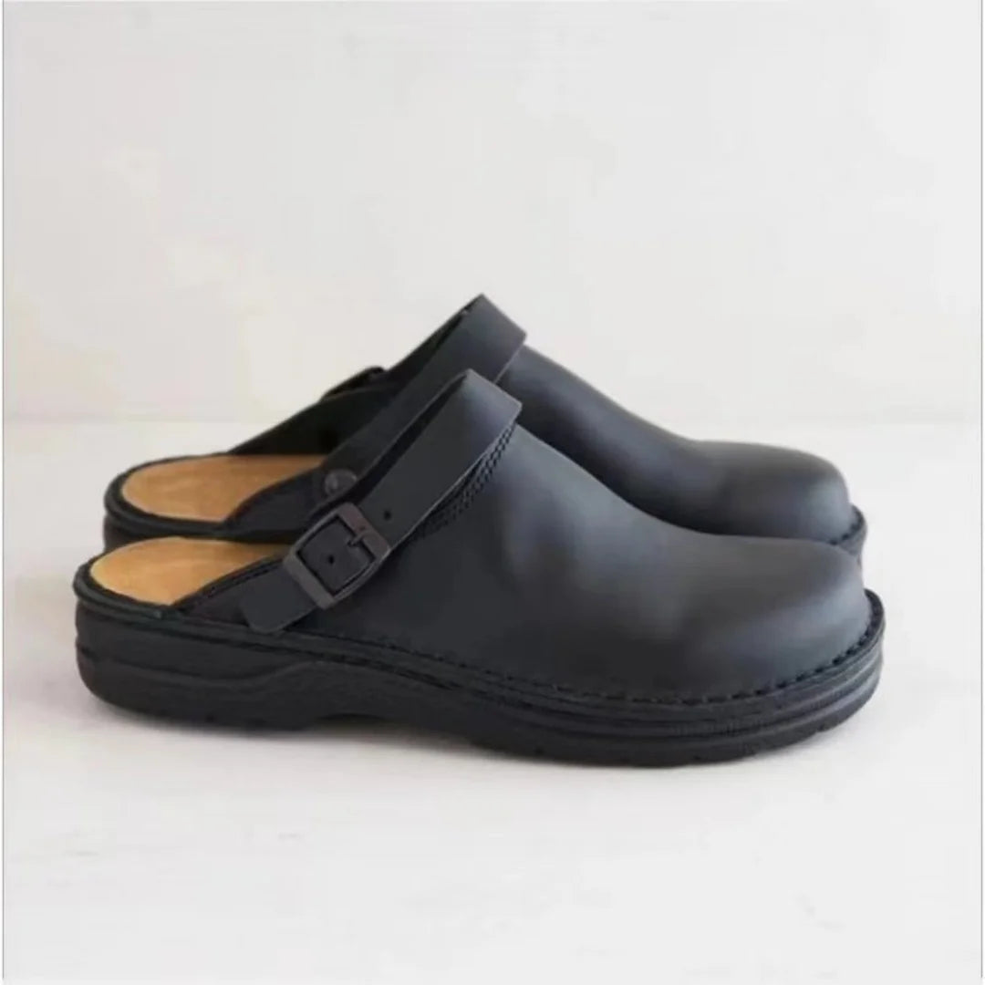 Zuecos Hombre Cuero Verano - Sandalias Casual Playa Antideslizantes