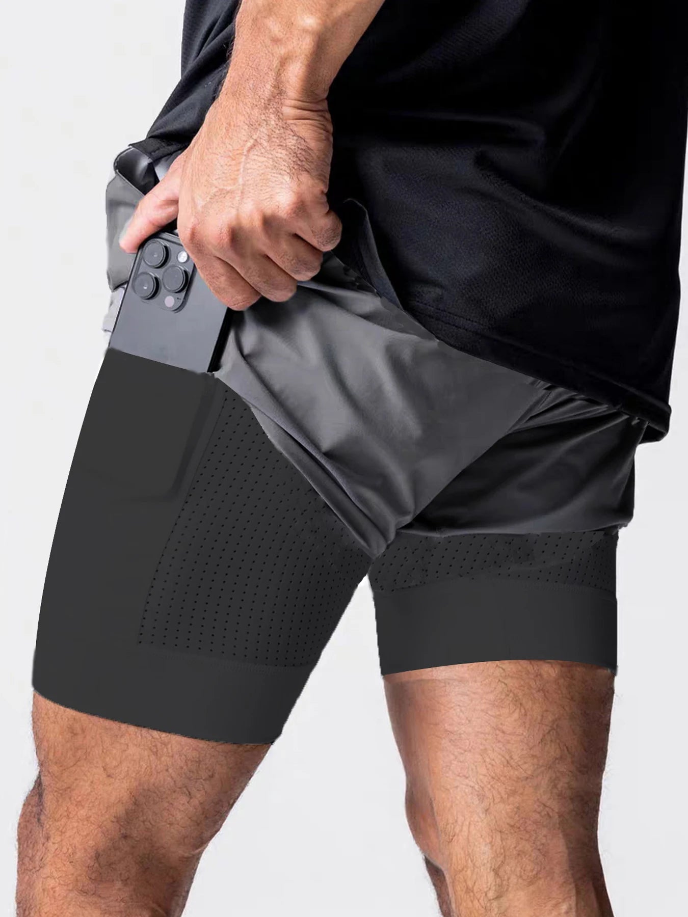Shorts Deportivos Hombre Doble Capa - Pantalones Baloncesto Secado Rápido