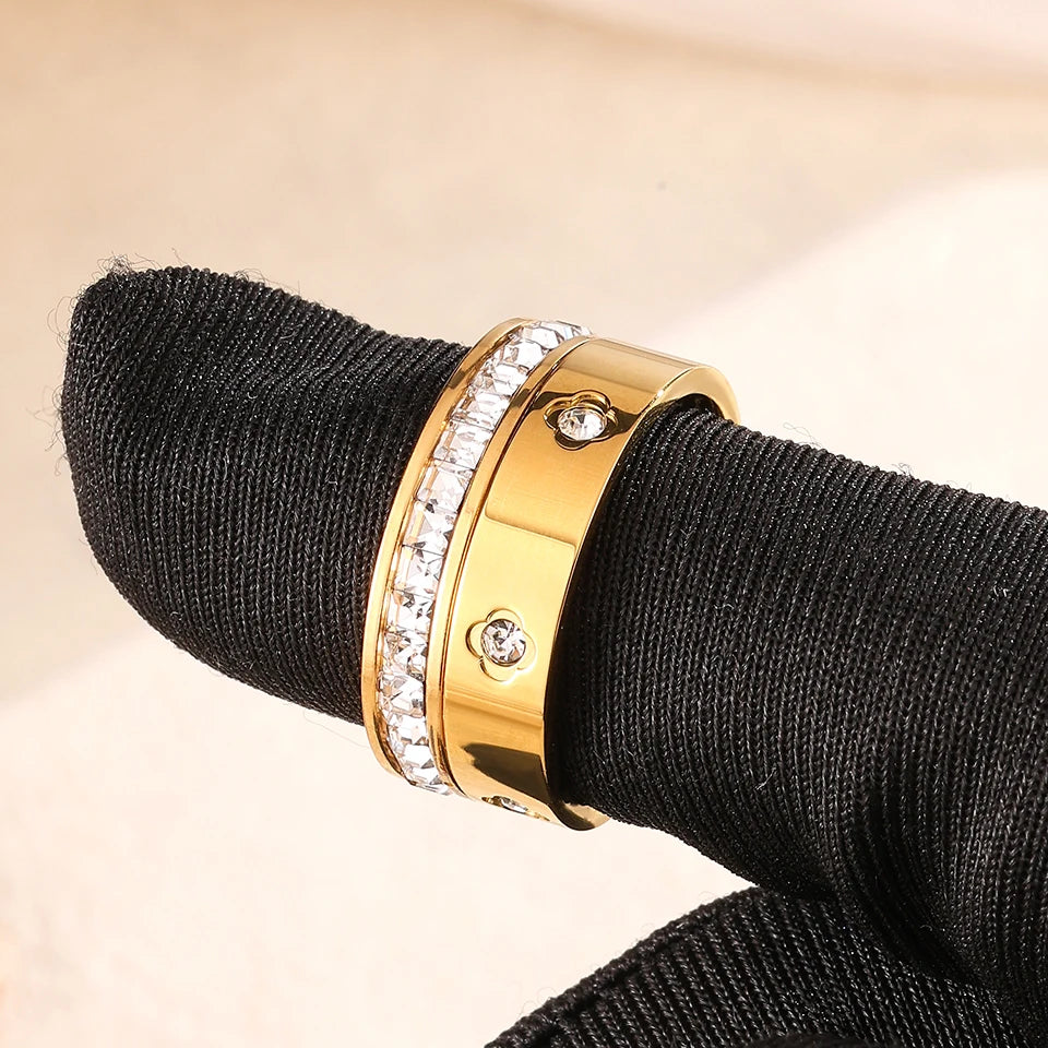 Set Anillos Multicapa Acero Inoxidable - Circonita Apilables Mujer