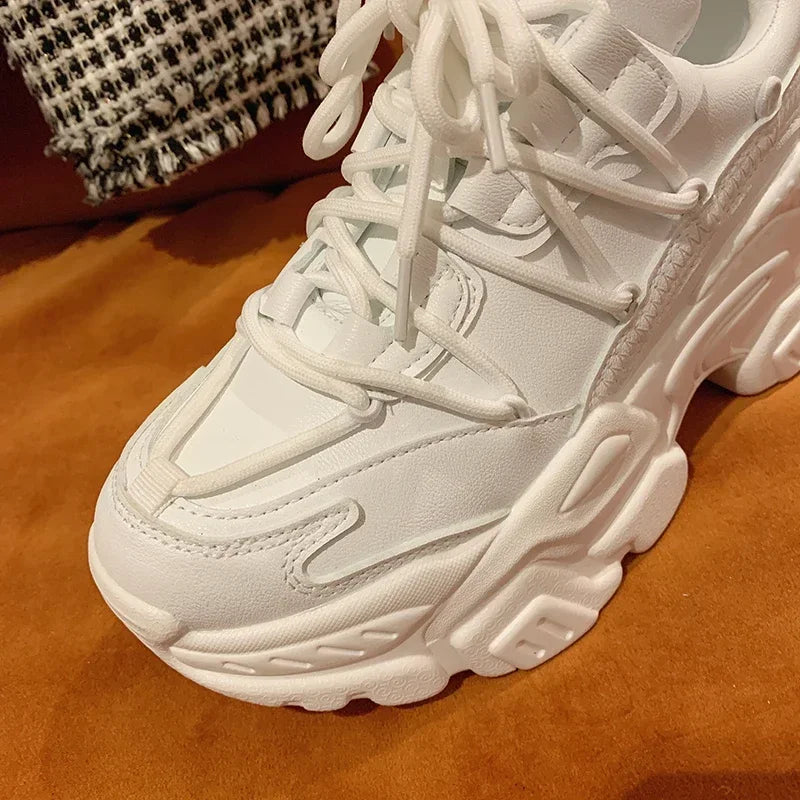 Sneakers Plataforma Chunky Mujer Blancos - Zapatillas Running Cómodas