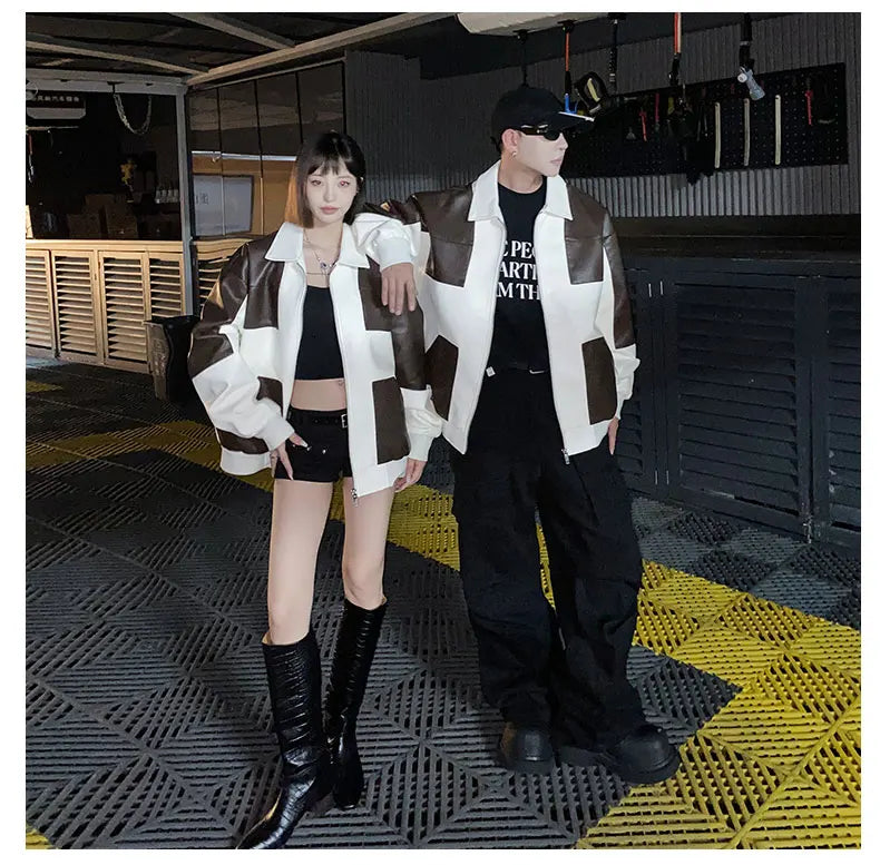 Chaqueta Cuero Hombre Motocicleta - Bomber Biker Otoño Invierno