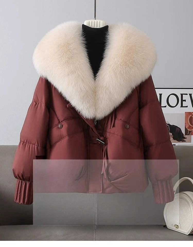 Parka Mujer Invierno Cálida - Parka Cuello Piel Pan 2025