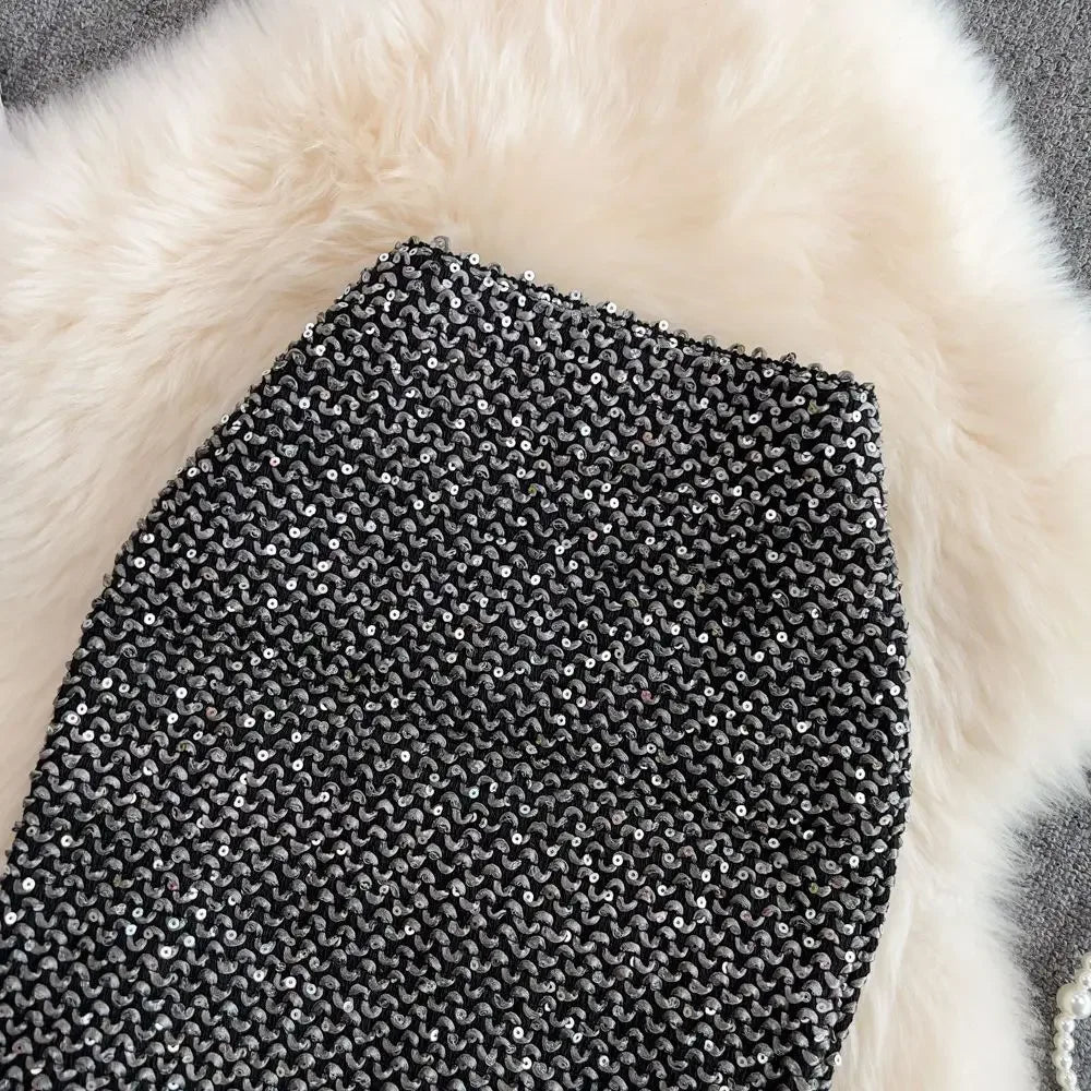 Falda Lentejuelas Mujer Oficina - Falda Elegante Formal Premium Coreana