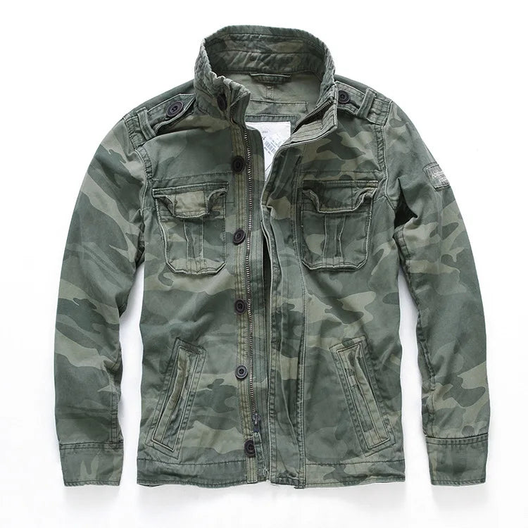 Chaqueta Hombre Denim Cargo M65 - Multi-Bolsillos Outdoor Casual Militar