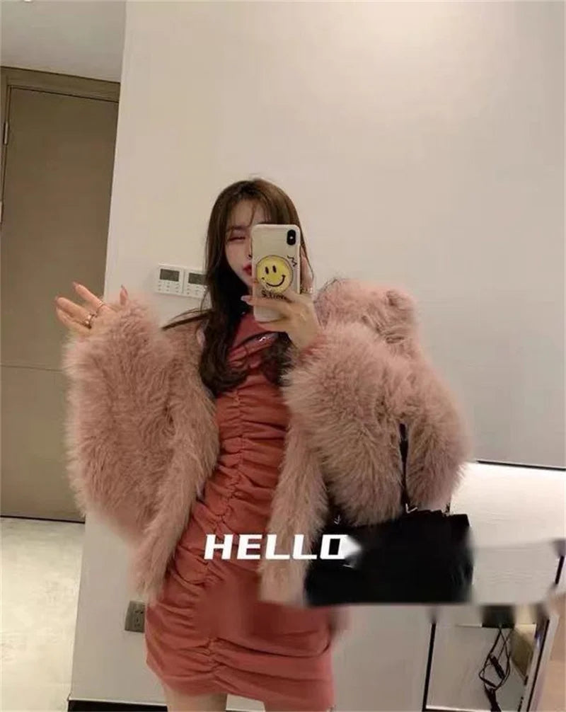 Abrigo Piel Sintética Mujer Coreano - Abrigo Capucha Zorro 2024