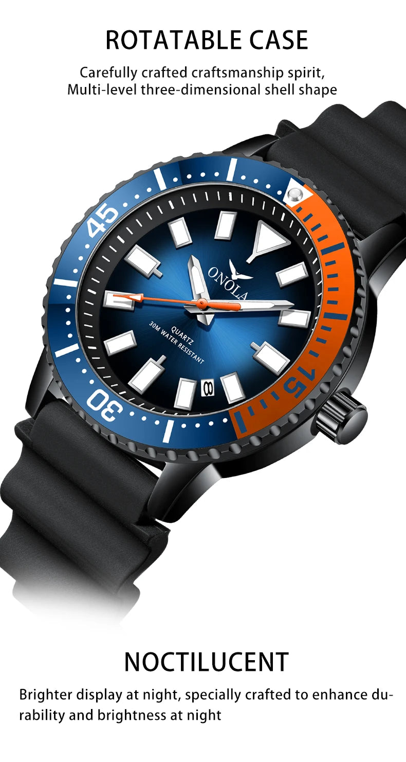 Reloj de Cuarzo ONOLA 3850 Premium para Hombre - Resistente al Agua con Calendario Luminoso