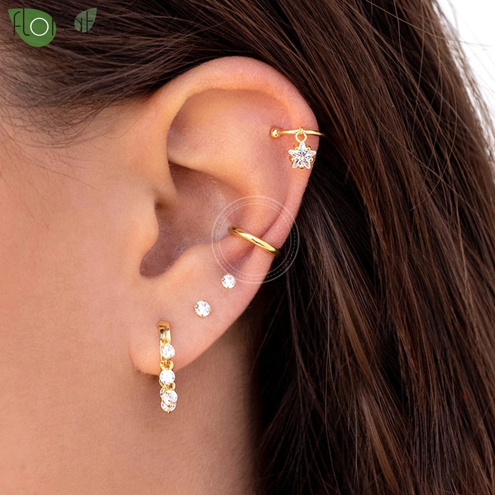 Pendientes Clip Dorado Minimalistas - Sin Perforación Cartílago Mujer