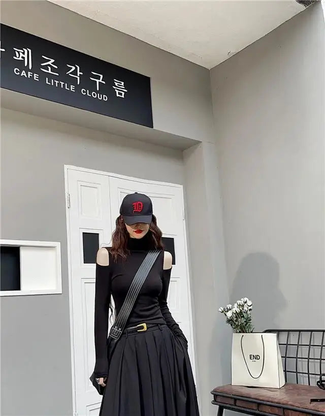 Falda Primavera Mujer Plisada Larga - Falda Color Sólido Elegante Coreana