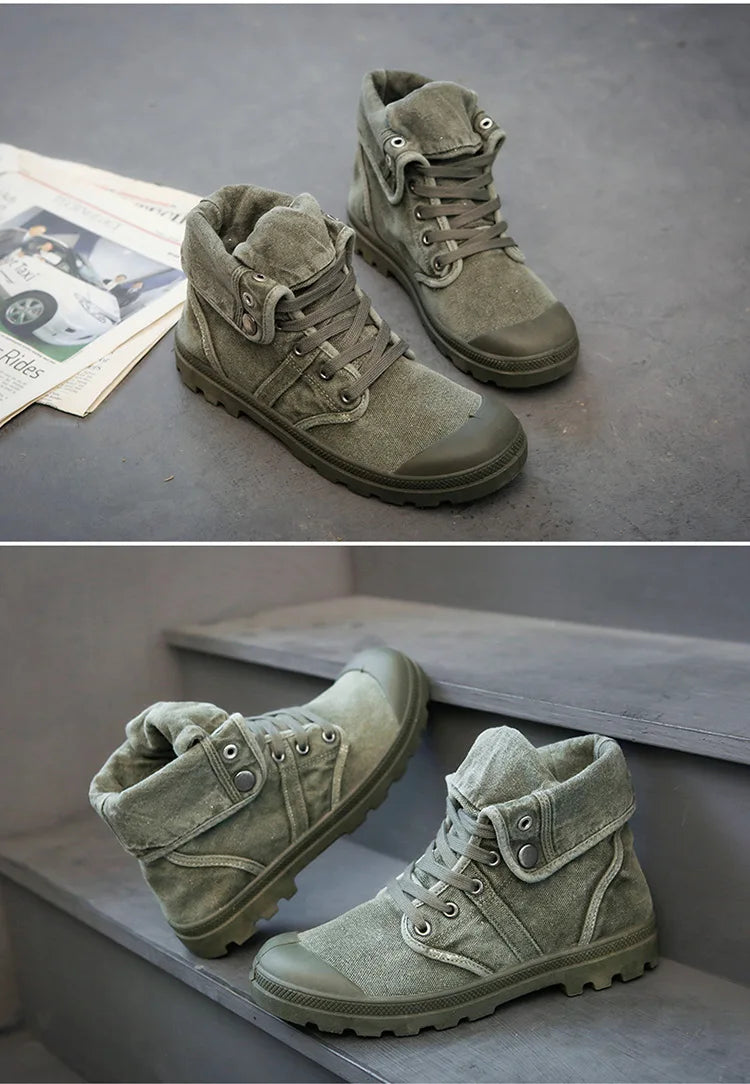 Botines Hombre Outdoor Canvas - Botas Casual Transpirables Cordones