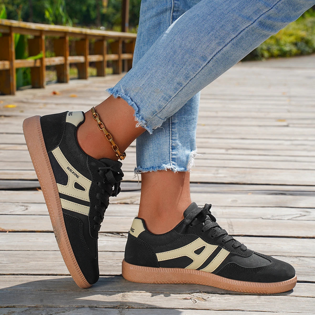 Sneakers Negros Mujer 2025 - Zapatillas Suela Suave Cómodas Caminar