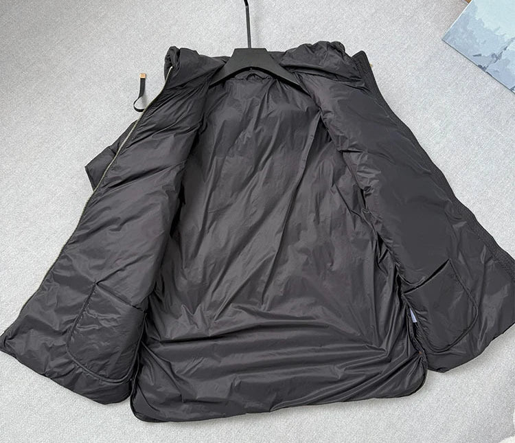 Chaleco Mujer Plumas Pato Capucha 2025 - Chaqueta Sin Mangas Irregular