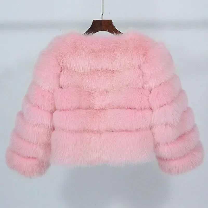 Abrigo Piel Zorro Mujer Invierno 2025 - Chaqueta Lujo Mapache Natural