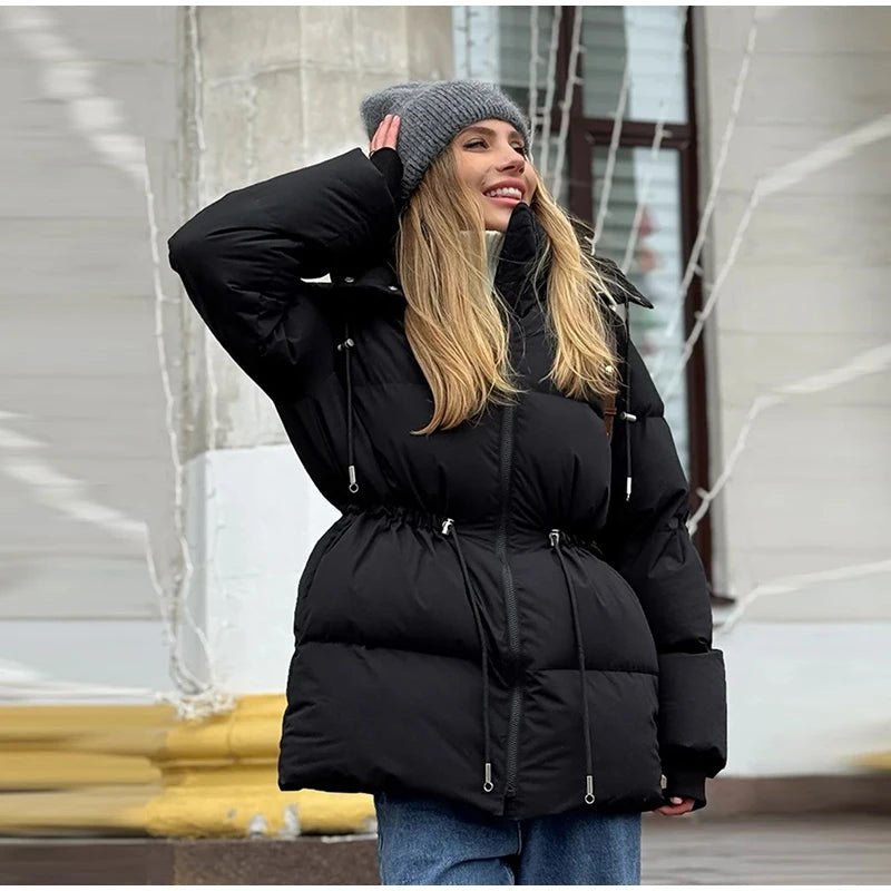 Chaqueta Algodón Mujer Gruesa - Chaqueta Cuello Alto Cremallera Capucha 2025