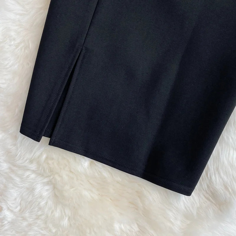 Falda Oficina Mujer Lápiz - Falda Cintura Alta Abertura Negra Roja Gris