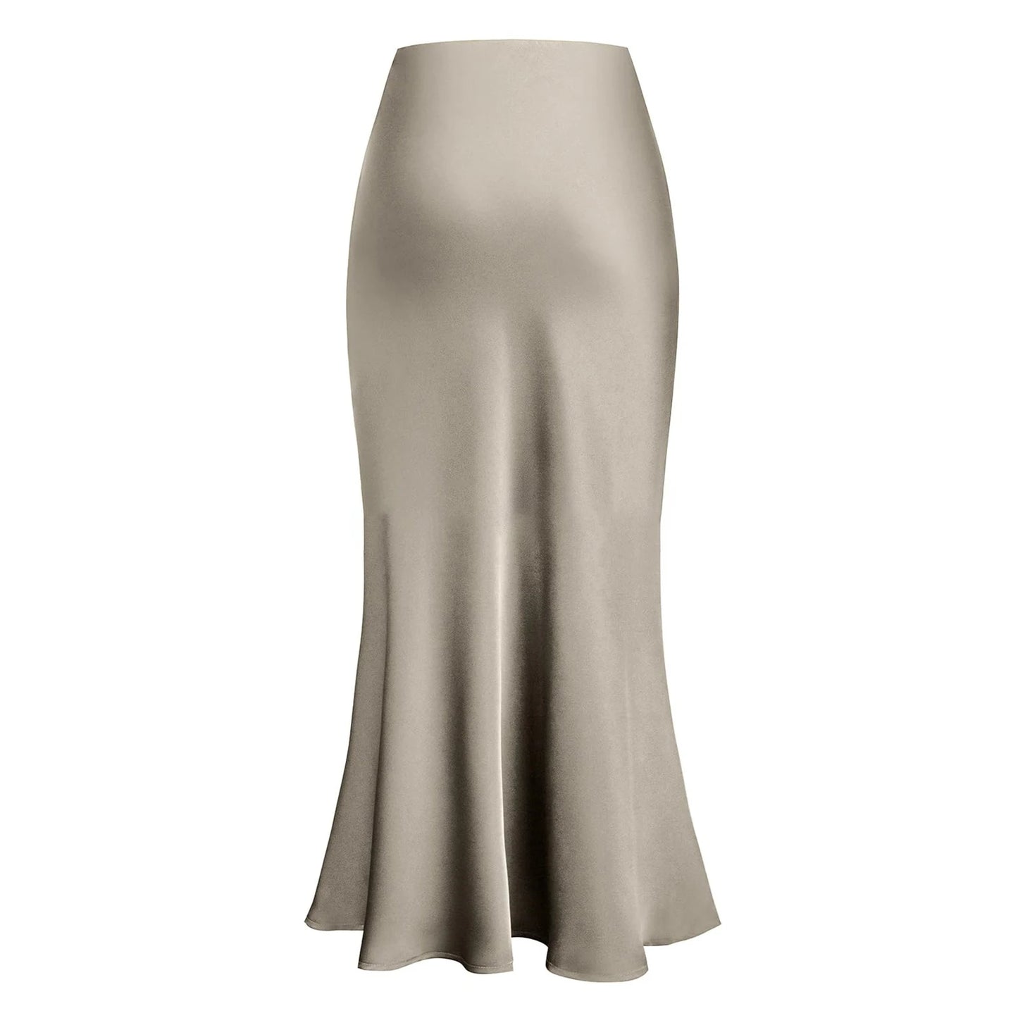 Falda Satén Mujer Larga 2025 - Falda Maxi Recta Elegante Negra Champagne