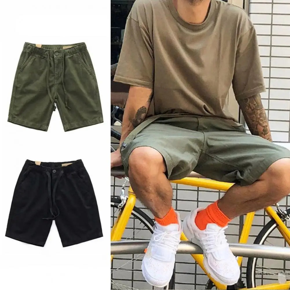Shorts Hombre Algodón Verano - Bermudas Casuales Cintura Elástica Cordón