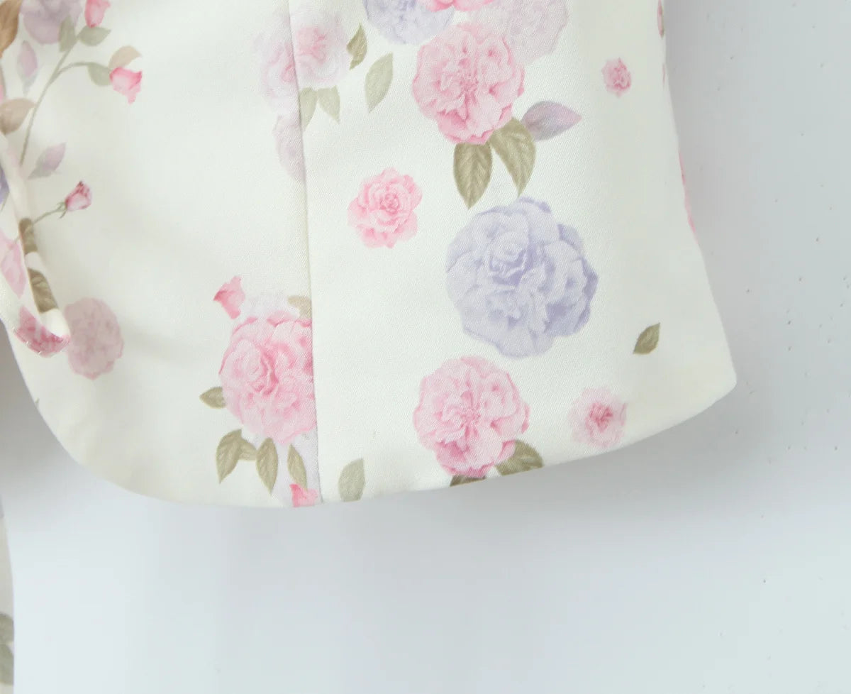 Top Crop Mujer Francés Floral - Top Cordones Cuello V Manga Corta Verano