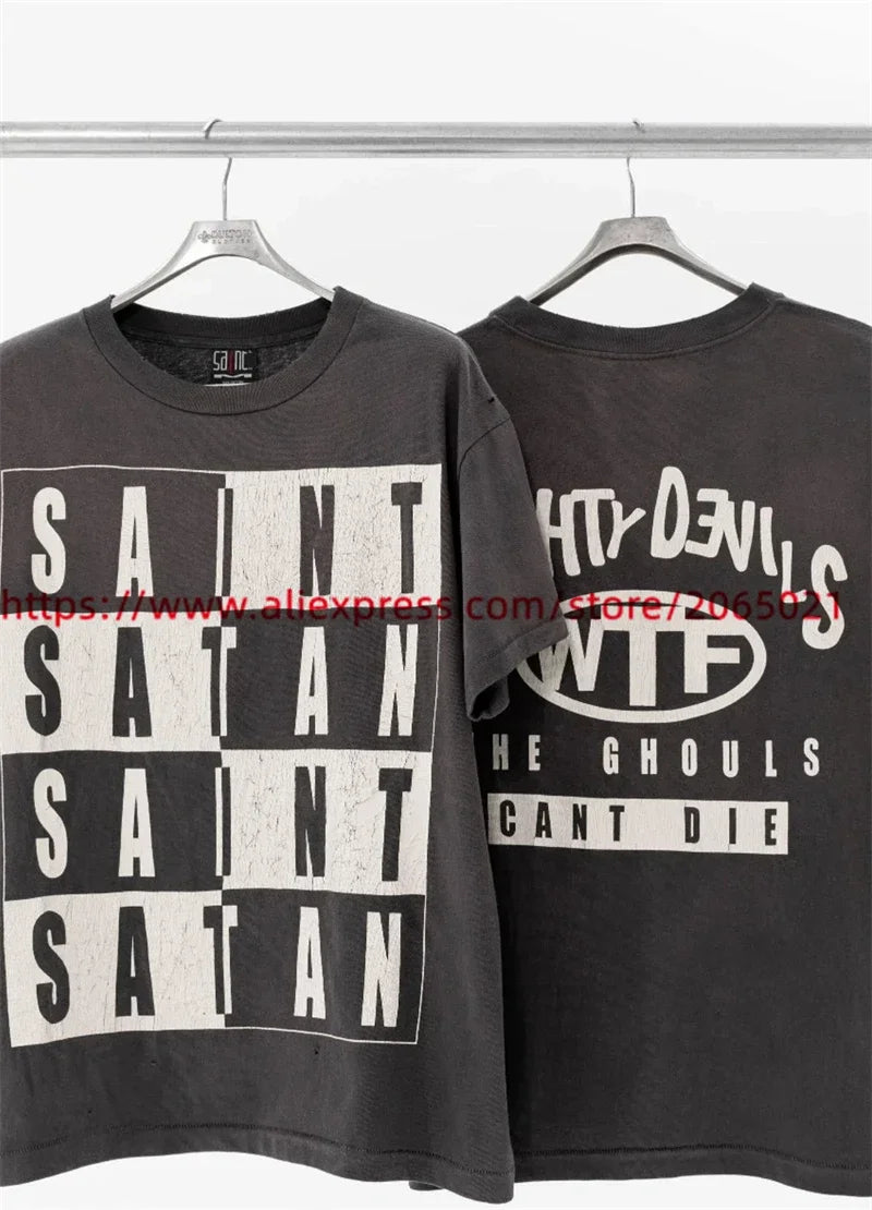 Camiseta Graffiti Saint Retro - Hombre Mujer Vintage Washed