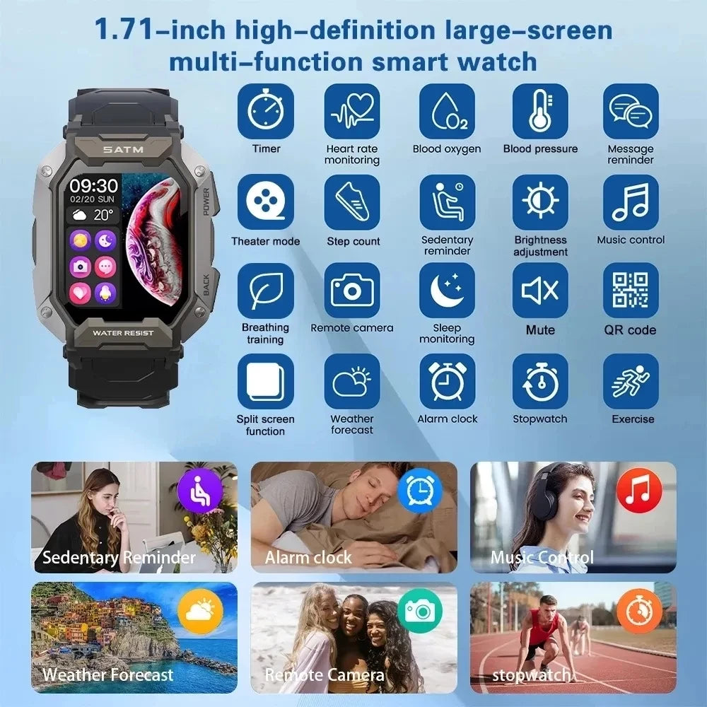 Smartwatch IP68 ATM Natación - Deportivo Outdoor Fitness Tracker Salud para Android iOS