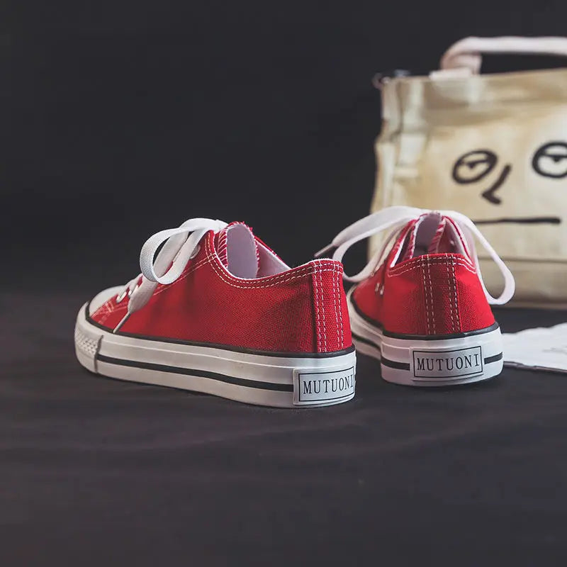 Zapatos Canvas Mujer Blancos - Zapatillas Planas Cordones Primavera 2025