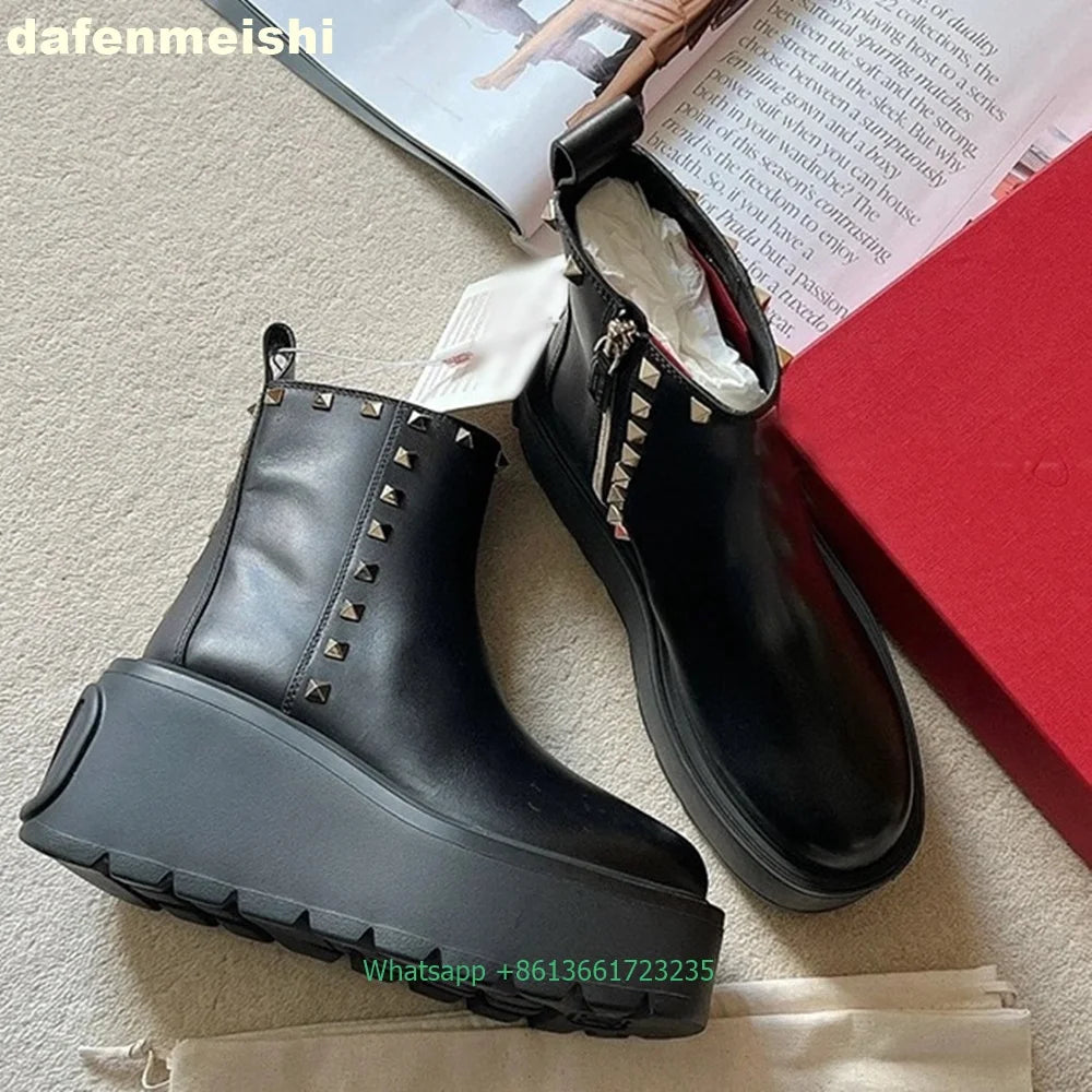 Botas Chelsea Mujer Cuña Plataforma - Negro Rojo Terciopelo Invierno