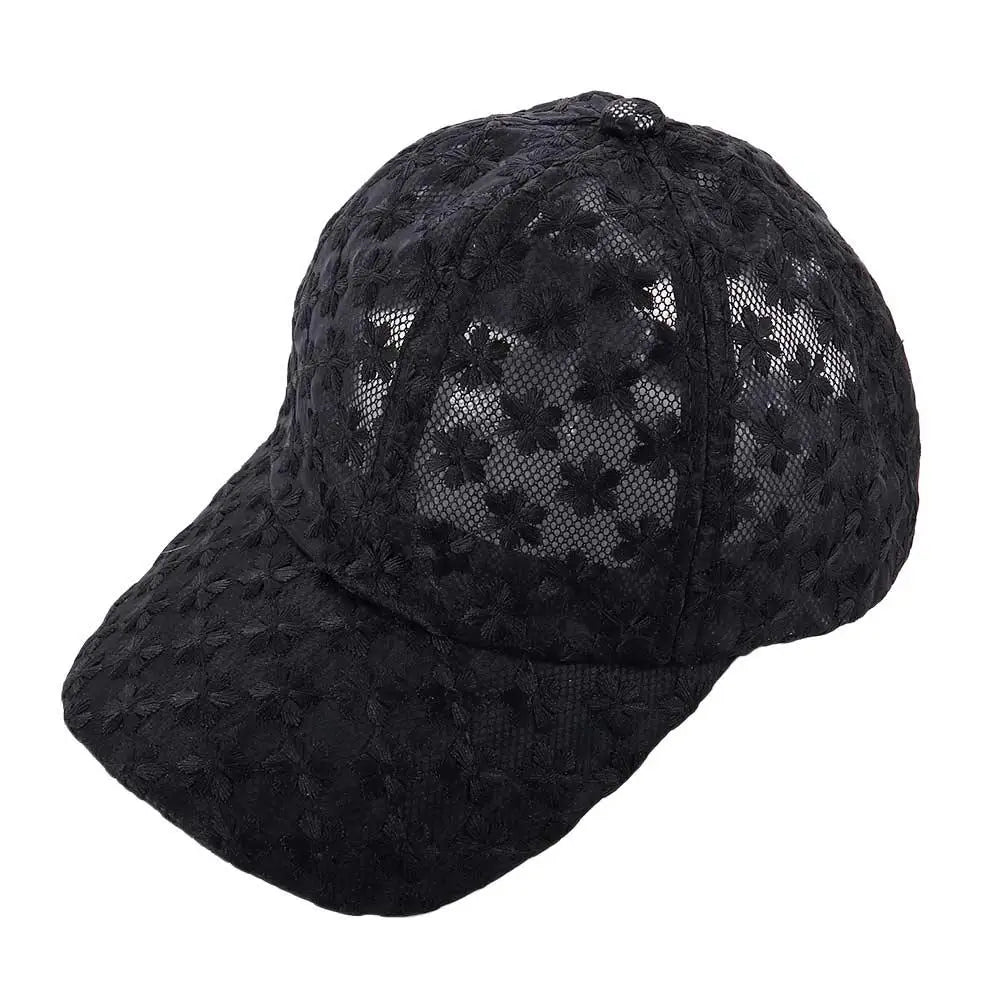 Gorra Baseball Mujer Flores - Cap Mesh Encaje Hip Hop Ajustable