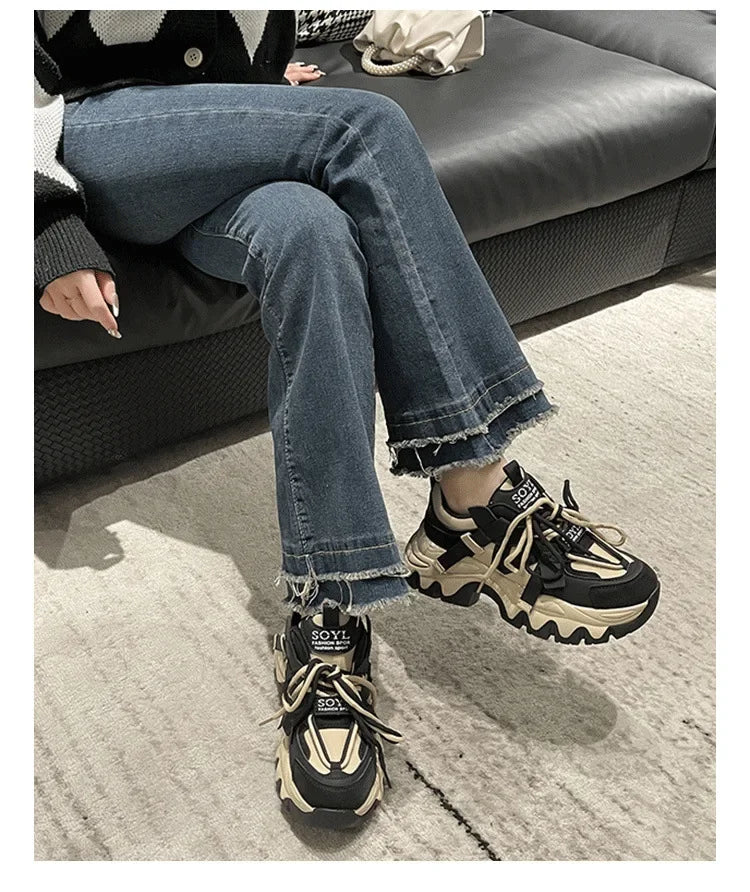 Sneakers Chunky Plataforma Mujer Otoño - Zapatillas Running Casual Cordones