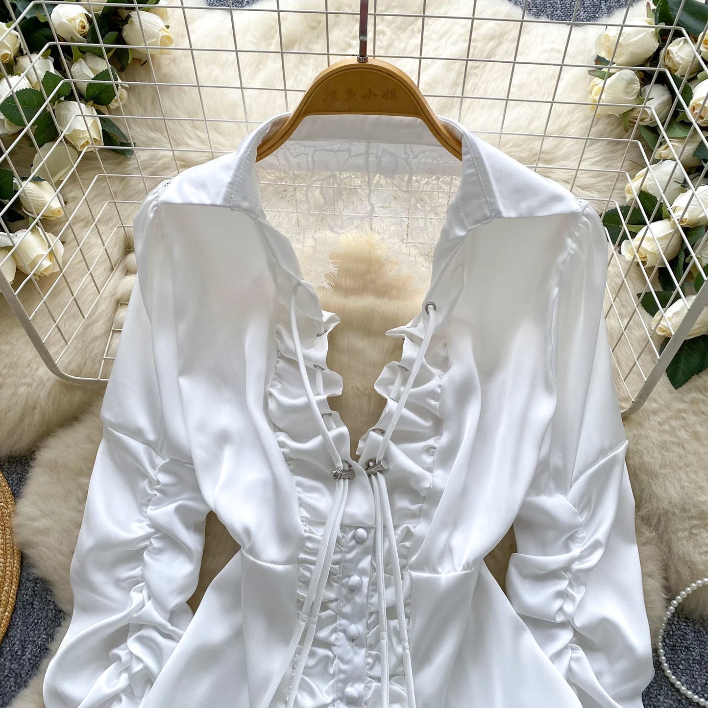 Blusa Mujer Sexy Encaje 2025 - Camisa Satén Cuello V Espalda Descubierta