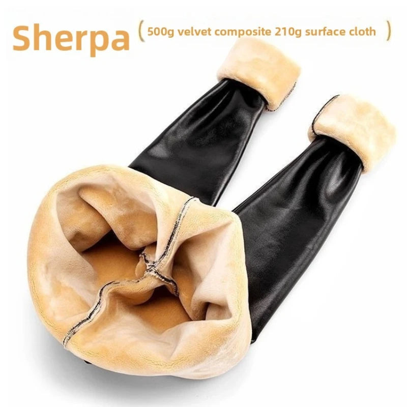 Leggings Mujer Forro Polar Invierno 2024 - Efecto Cuero Cintura Alta Térmicos
