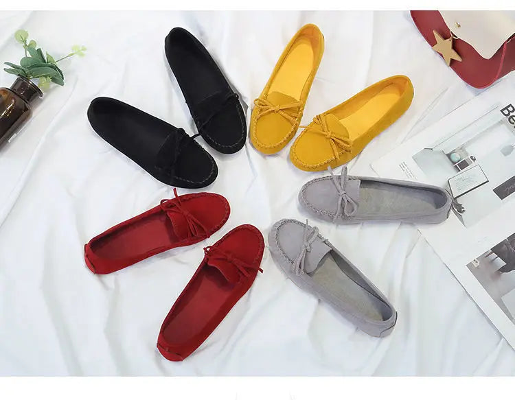 Zapatos Slip-On Mujer Ballet Flats Suede - Loafers Casual Planos Otoño Mom Shoes