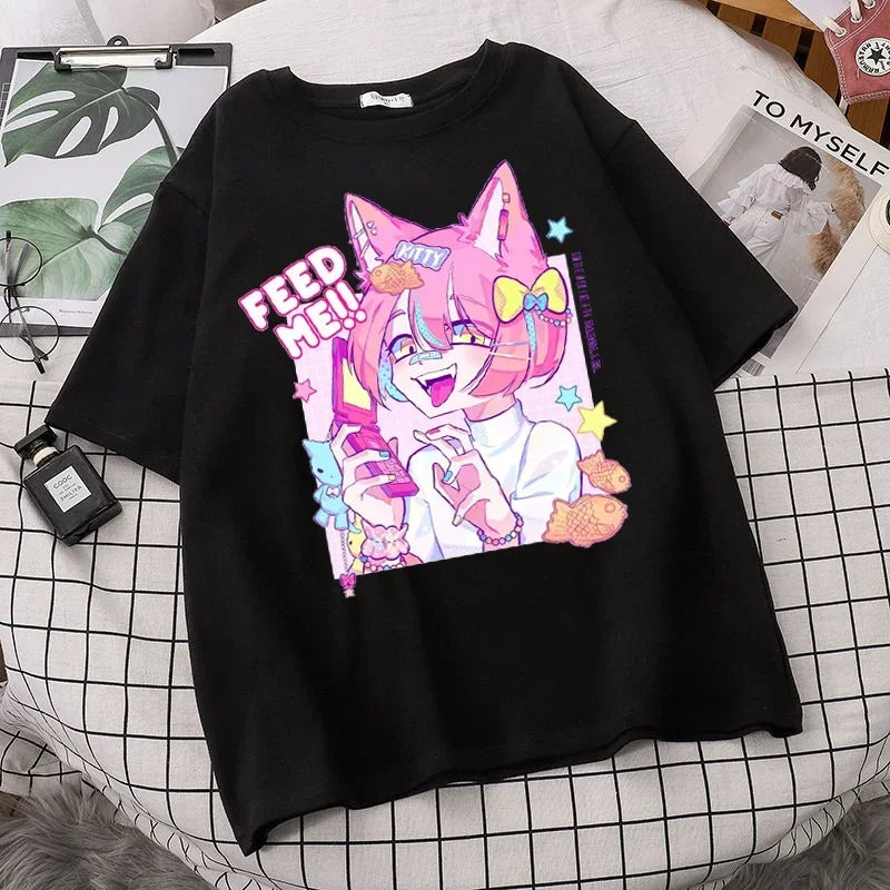 Camiseta Oversized Mujer Gótica - Top Harajuku Y2K Grunge