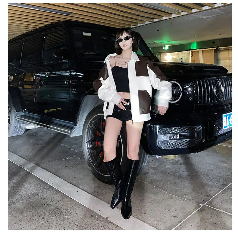 Chaqueta Cuero Hombre Motocicleta - Bomber Biker Otoño Invierno