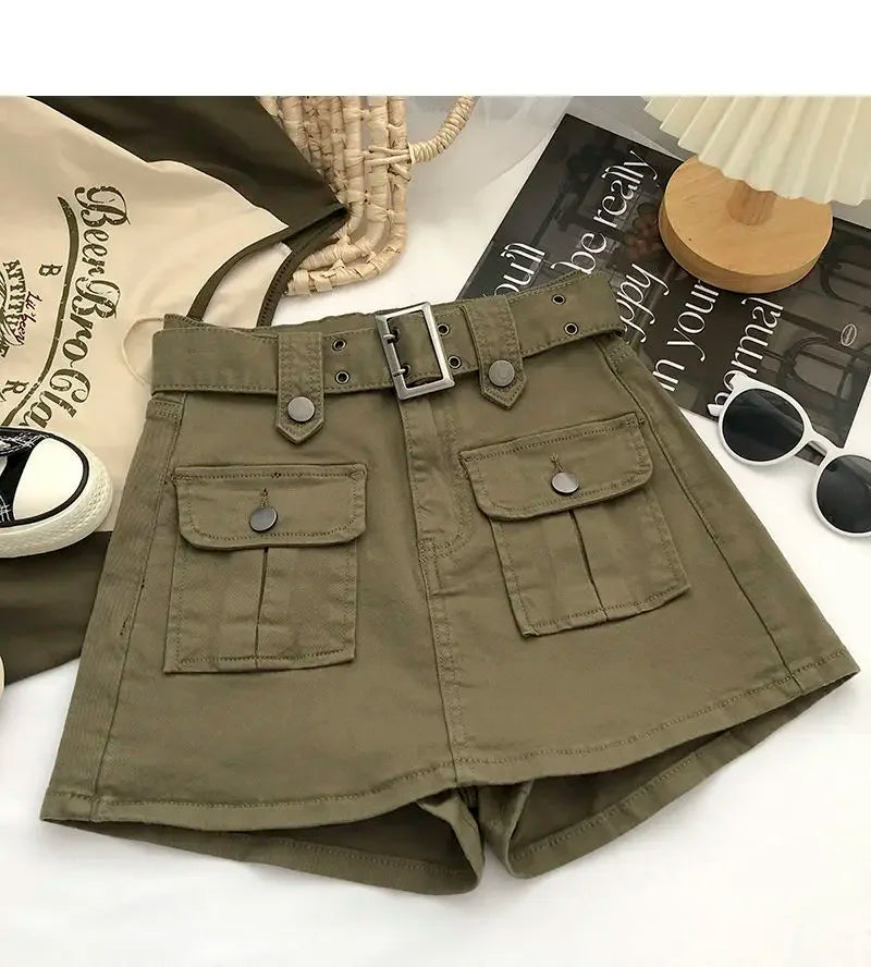 Falda Denim Mini Mujer Cargo - Falda Vaquera Bolsillos Cintura Alta 2025