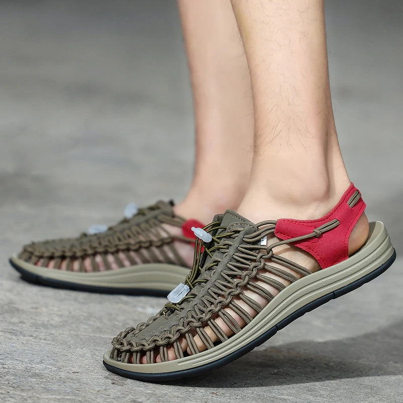 Sandalias Hombre Verano Tejidas - Outdoor Transpirables Slip-On Tallas Grandes