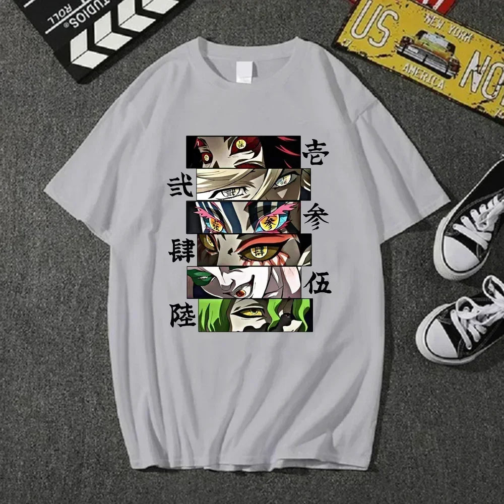 Camiseta Mujer Anime Demon - Manga Corta Estampado Lunas Streetwear