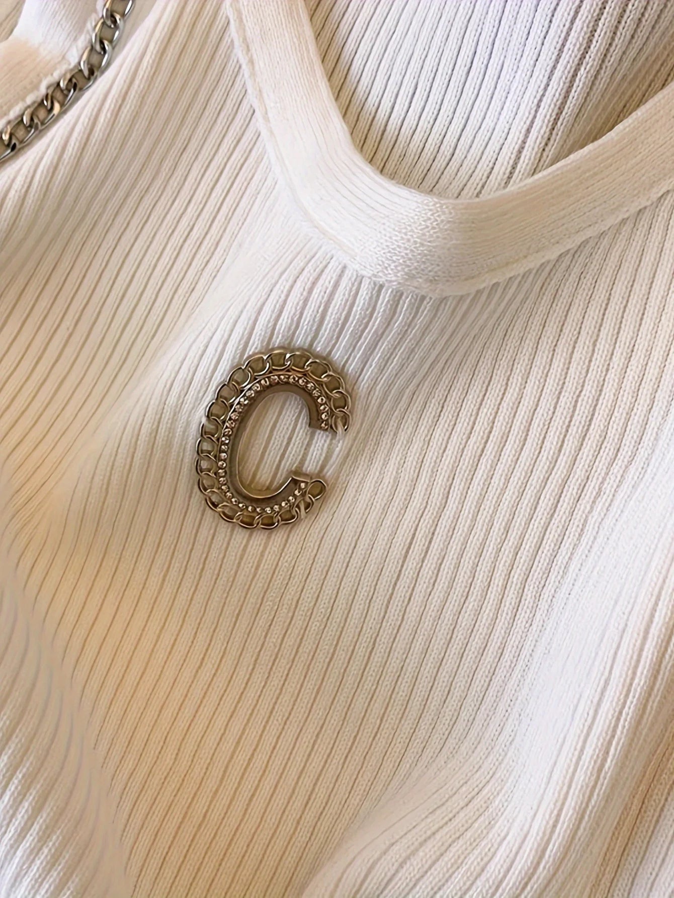 Top Crop Mujer Punto Cadena - Camiseta Sin Mangas Primavera