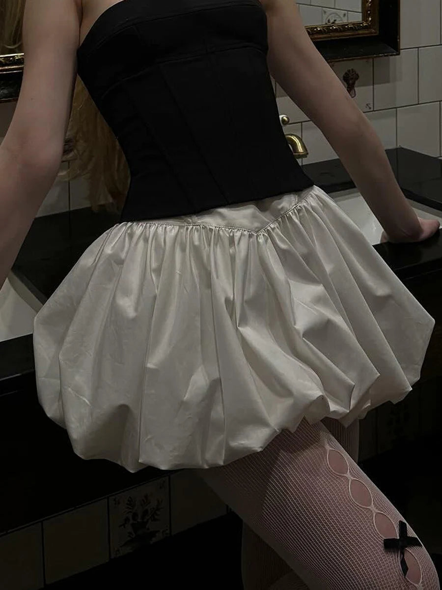 Falda Y2K Mujer Bubble Mini - Falda Globo Cintura Alta Fiesta 2000s