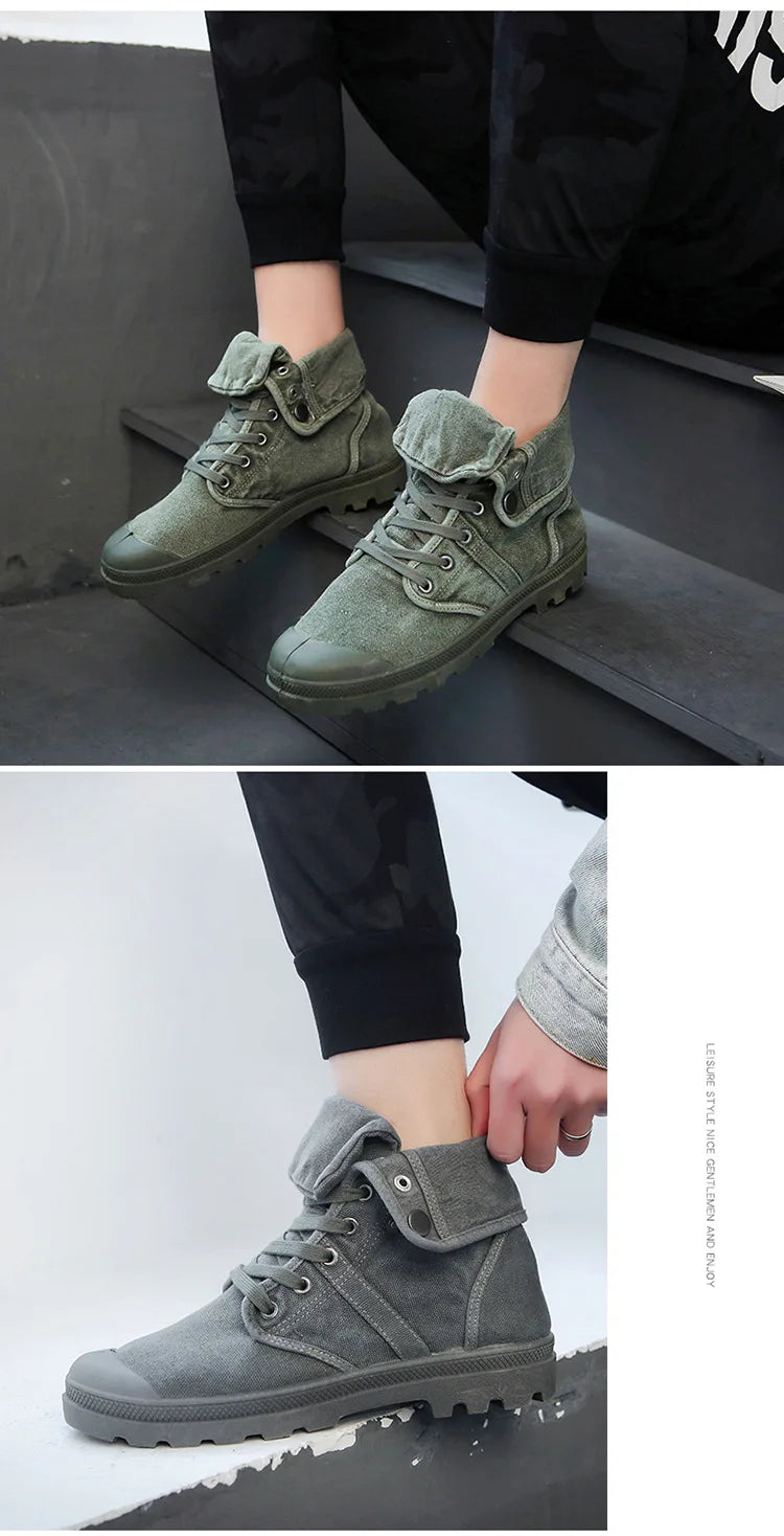 Botines Hombre Outdoor Canvas - Botas Casual Transpirables Cordones