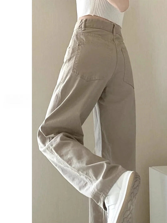 Jeans Blancos Mujer Pierna Ancha - Pantalón Mom Y2K Otoño