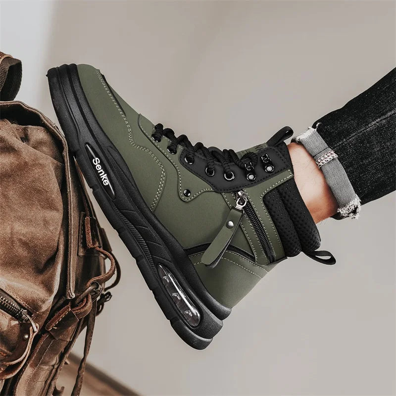 Botas Hombre Tobillo Invierno - Casual Cowboy Combat Tactical Motocicleta Cuero Chelsea Trabajo Outdoor Senderismo Luxury Designer