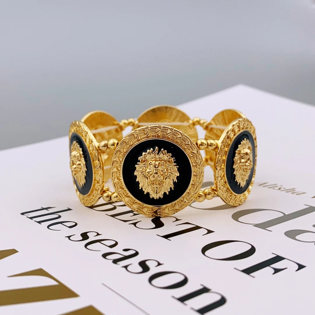 Pulsera Cabeza León Trenzada Unisex - Aleación Premium