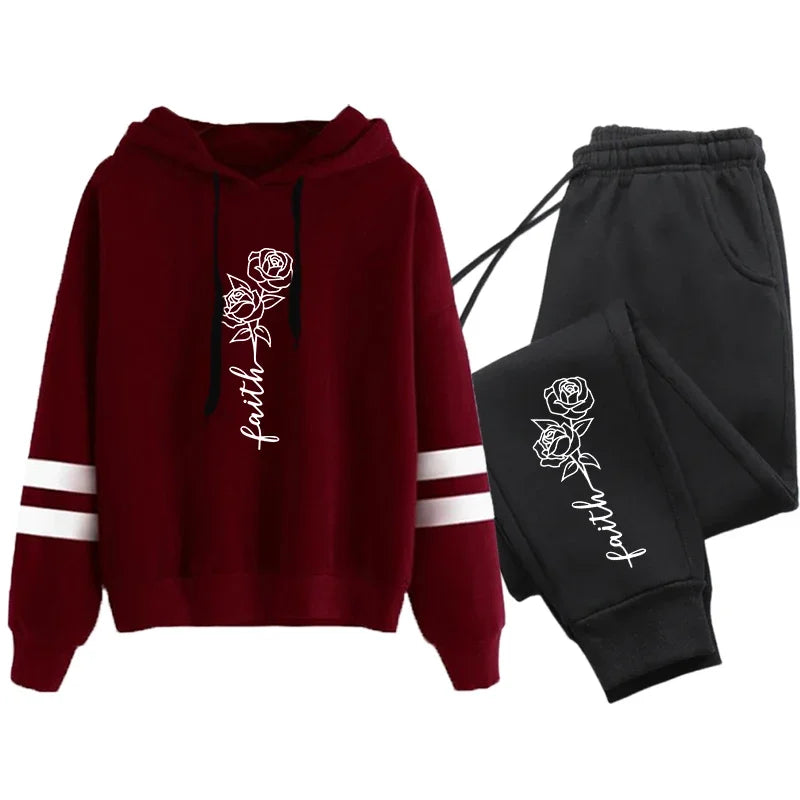 Conjunto Mujer Jogging Otoño Invierno - Sudadera Rayas Casual Outdoor