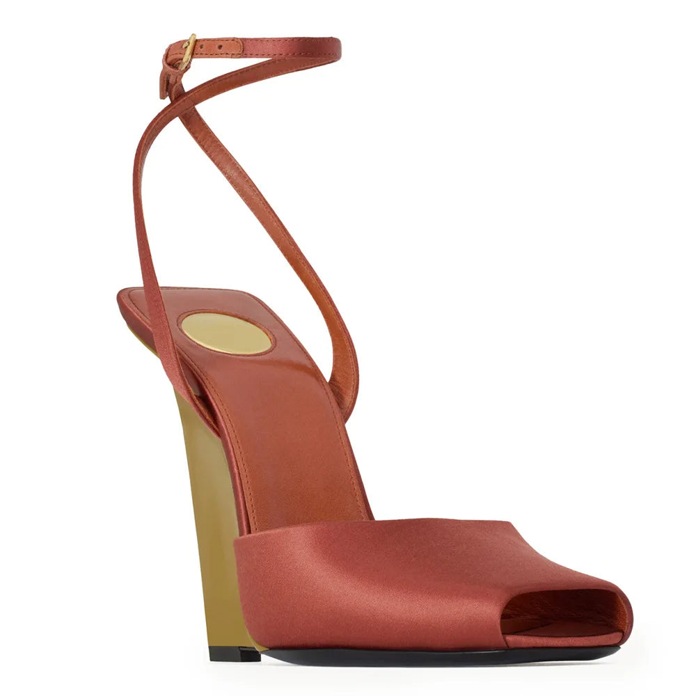 Sandalias Plataforma Mujer Satén 2025 - Zapatos Tacón Chunky Tiras Primavera