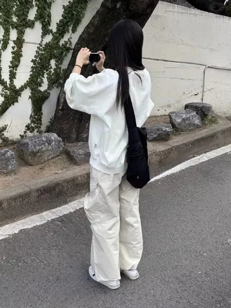 Pantalón Cargo Mujer Streetwear - Pantalón Verano Holgado Coreano