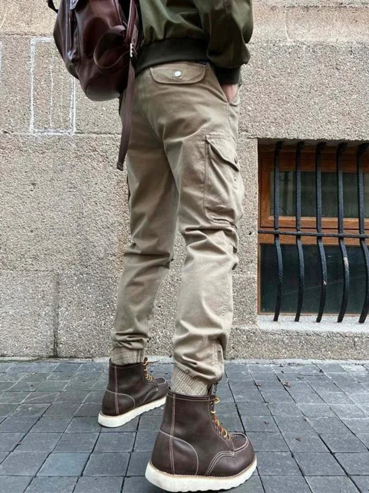 Pantalones Cargo Hombre Trekking - Motocicleta Gris Hiking Outdoor Coreano