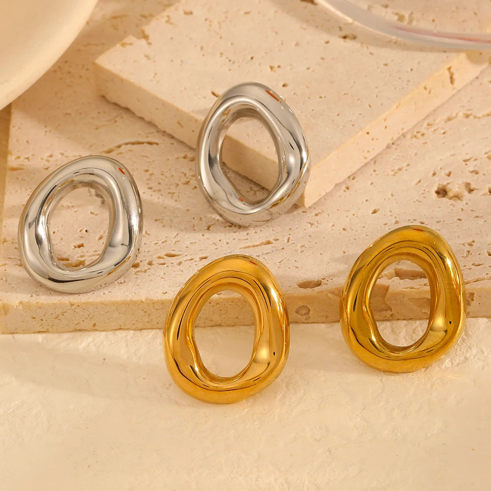 Pendientes Geométricos Minimalistas - Acero Inoxidable Dorado Mujer