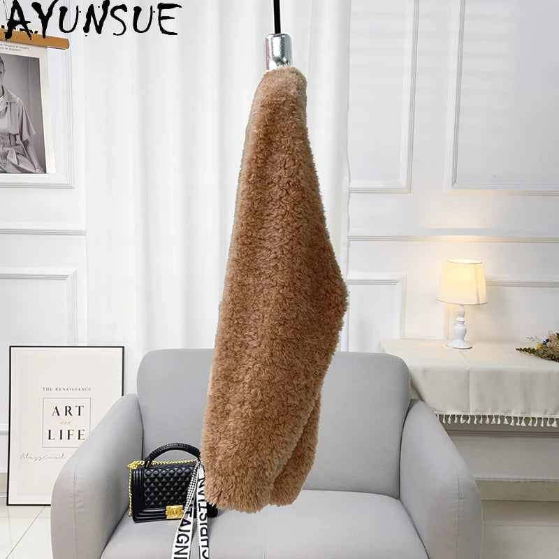 Chaqueta Lana Mujer Natural - Chaqueta Cordero Cuello V Media Largo 2025