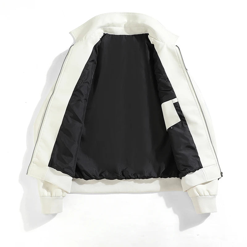 Chaqueta Cuero Hombre Motocicleta - Bomber Biker Otoño Invierno