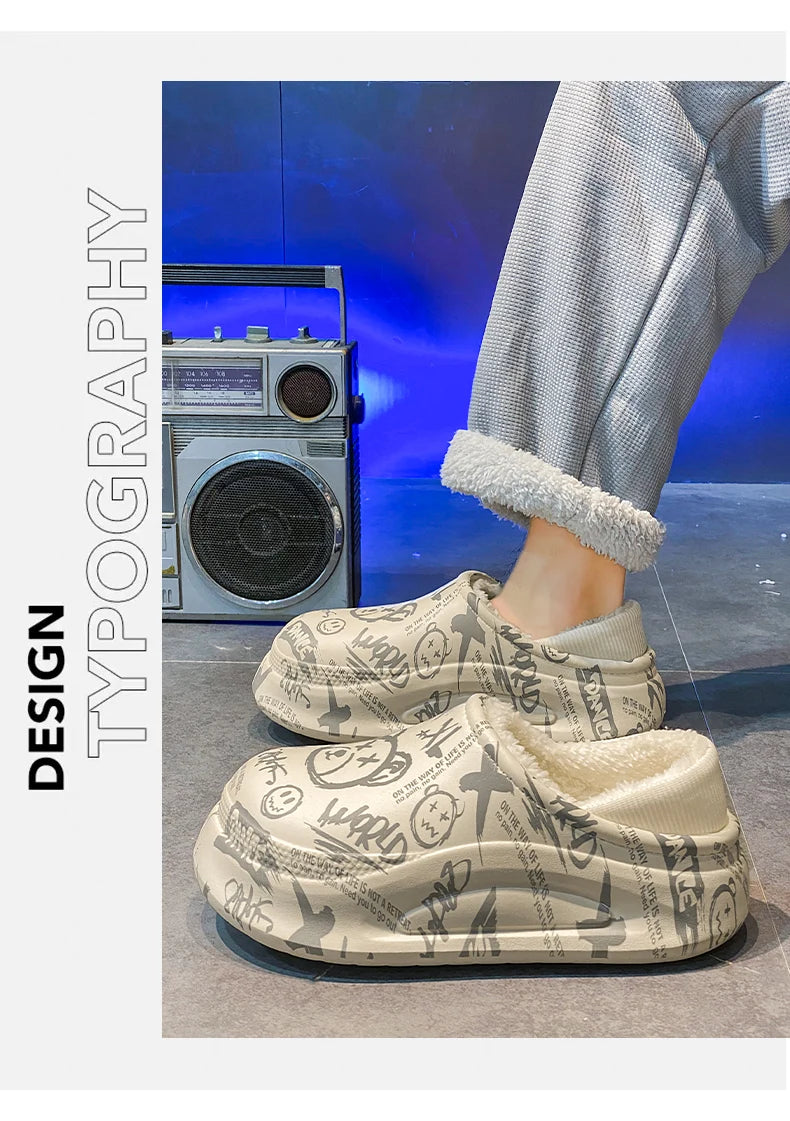 Pantuflas Hombre Invierno Algodón - Cálidas Antideslizantes Impermeables Talón