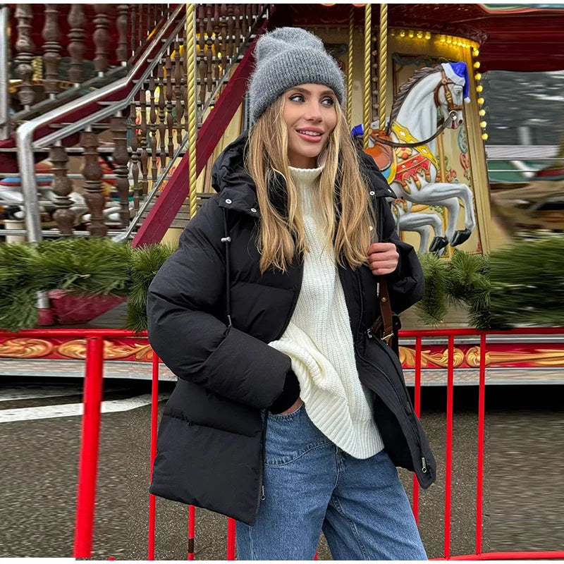 Chaqueta Algodón Mujer Gruesa - Chaqueta Cuello Alto Cremallera Capucha 2025